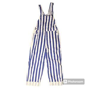 Royal Blue & White Adult Game Bibs Overalls | Medium